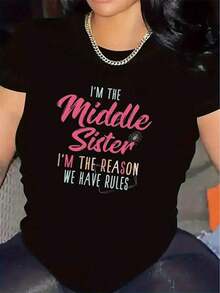 Camiseta Y2K para hermana del medio con diseño divertido y emocionante que dice soy la razón por la que tenemos reglas ideal para destacar tu estilo único en cualquier ocasión única y trendy y2k. Perfecta para un look moderno y casual. - Negro - Ver 12