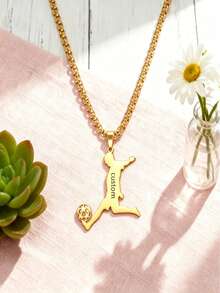 1pc Gothic Chicano Font Customized Name Necklace, Vintage Old English Letter Pendant Can Be Customized With Engraved Text, Unique Design, Titanium Stainless Steel Material Non-Fading And Hypoallergenic, Suitable For Daily Wear, Layering Accessory, Hip Hop Retro Style Jewelry, Birthday Anniversary Gift - A - View 20