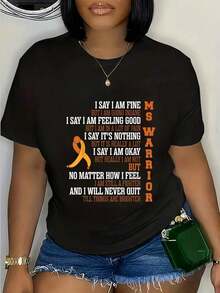 Camiseta con la frase "Digo que estoy bien, pero me estoy volviendo loco" para personas con esclerosis múltiple. Camiseta con estampado de moda, cuello redondo, manga corta, informal, para uso diario. Son excelentes regalos para amigos y familiares. Camisetas 100% algodón con un diseño juvenil y moderno. - Negro - Ver 6