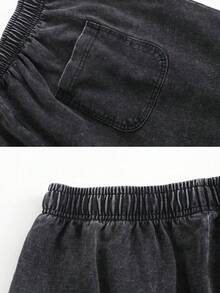 Black Washed Pure Cotton Shorts Comfortable&Versatile Perfect For Daily Outfits Outdoor Activities Beach Fitness And Travel Resistant To Dirt Easy To Clean Easy To Put On And Take Off Fashionable Versatile Ideal Gift For Relatives And Friends High End Texture - 黑色 - 查看 3