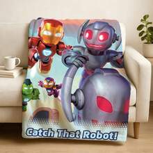 1pcs M Arvel The Invincible I Ron Man Classic Hero Fleece Blanket Versatile Multi-Purpose Soft Cozy Throw Blanket For Sofa Bed Living Room Couch Travel Camping Office Nap Car Decorative Warm Cartoon Plush Blanket Fans Gift - Nhiều màu - Xem 3