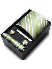 AlanKing Men's Tie Set Gift Box, Striped & Geometric Design, Fashionable Accessory Suitable For Parties, Casual, And Business Occasions - Color Mixing - View 16