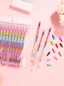 12入11色蠟筆彩色鉛筆積木蠟筆 開學用品 美術用品 教室用品 學校 開學第一天 - 彩色 - 查看 7