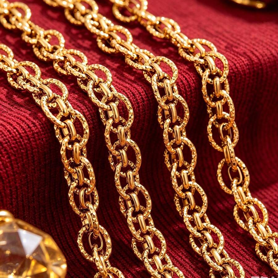1m 304 Stainless Steel 18K Gold Plated Rough Twisted Chain, DIY Bracelet Necklace Jewelry Accessory - Chain - View 1