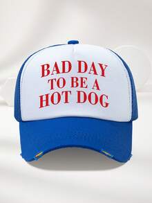 1pc Unisex Trucker Hat "Today Is Not A Good Day For Hot Dogs", Personalized Letter Print Baseball Cap, Casual Sun Hat For Outdoor Travel Beach, Perfect Gift For Friends And Family - A - View 6