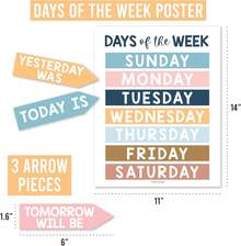 Hadley Designs Classroom Calendar Set Bulletin Board Decorations - Boho School Calendar For Classroom Decor, Kindergarten Preschool Elementary Teacher Must Haves, Homeschool &Amp; Daycare Essentials - ColorC - 查看 4