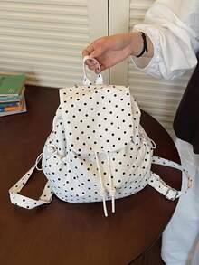 Nueva mochila para niñas, bolso de mano popular con lunares, bolsa escolar multifuncional de gran capacidad - Beis - Ver 8