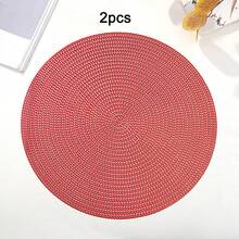 2 pezzi/8 pezzi Tovagliette rotonde per hotel e ristoranti, tovagliette in PVC antiscivolo e impermeabili, sottopiatti in oro/argento termoisolanti, lavabili, proteggono il piano del tavolo, adatti per San Valentino, matrimonio, Natale, feste, decorazione tavolo da cucina di casa - Multicolore - Visualizzare 14