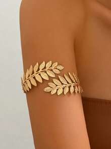 3pcs Open Cuff Bracelet Set, Leaf Spiral Water Drop Designs, Multi-Style Stacking Bangle Arm Jewelry For Women - Gold - View 3
