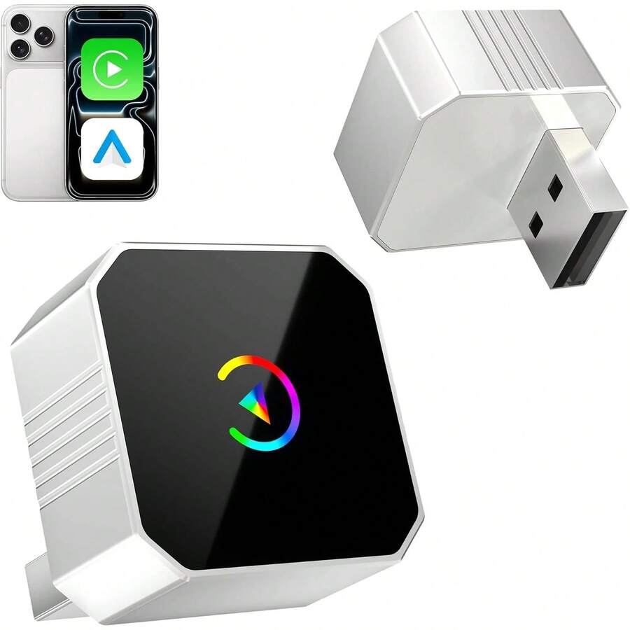 Adaptador Inalámbrico CarPlay para Apple y Android Auto, Actualización 2026 2 en 1 Plug and Play, Convierte CarPlay con Cable a Inalámbrico, Conexión Automática Rápida, Tamaño Mini con Apple iOS 10+ - 1 - Ver 1