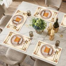 1 pieza Mantel individual de lino con estampado floral, tapete para desayuno, posavasos de café, base para tazón, accesorio de cocina, fácil de limpiar, apto para el hogar, restaurante, decoración del comedor, regalo festivo, regalo para amigos, juego de múltiples piezas - Multicolor - Ver 3