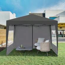 3 X 3 M Foldable Gazebo, Waterproof, Stable And Winter Resistant, With 4 Side Panels And 4 Sandbags, UV Protection 50+, Foldable, Ideal For Garden, Parties And Camping, Steel Frame (Black). - Black - View 7