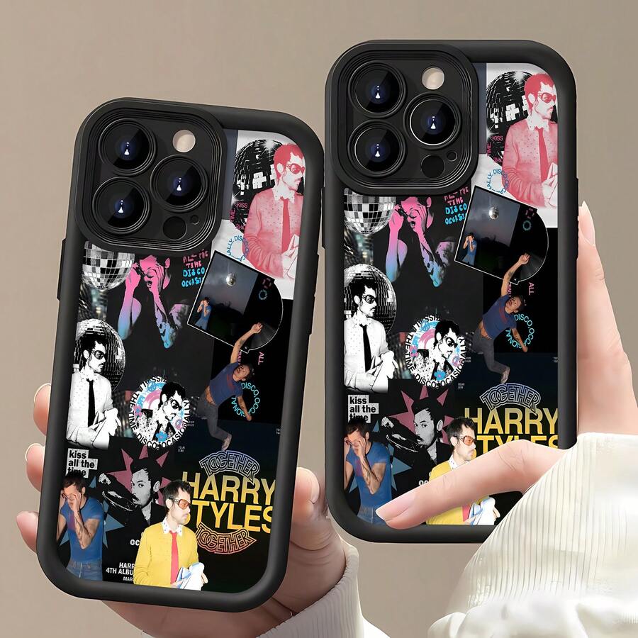 Tema disco rosa y azul de Harry Stylesfunda de teléfono Fundas compatibles con ,Apple,VIVO,OPPO,,, y Honor.Fabricadas en silicona TPU,ofrecen protección contra golpes y caídas.regalos para mamá - Negro - Ver 1