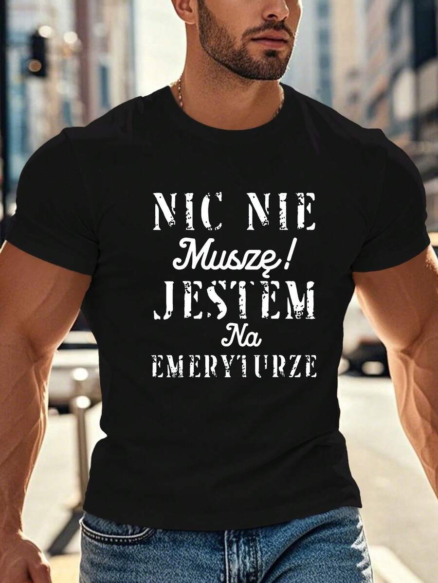 Camiseta Divertida de Jubilación Polaca para Hombres Talla Grande, TALLA PLUS - Negro - Ver 1