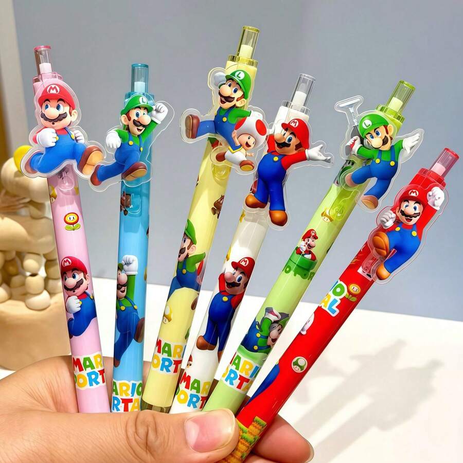 1支卡通中性圆珠笔,按动式,0.5毫米黑色签名笔,返校礼物,生日礼物 - 彩色 - 查看 1