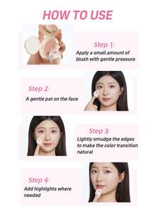 Amortals 氣墊液體腮紅－持久可疊加自然健康光澤，內置鏡子與迷你拇指海綿，便攜式腮紅霜，適用於臉頰提亮修容，適合初學者與專業人士，熱門流行臉部彩妝 - 薄霧薔薇 - 查看 7