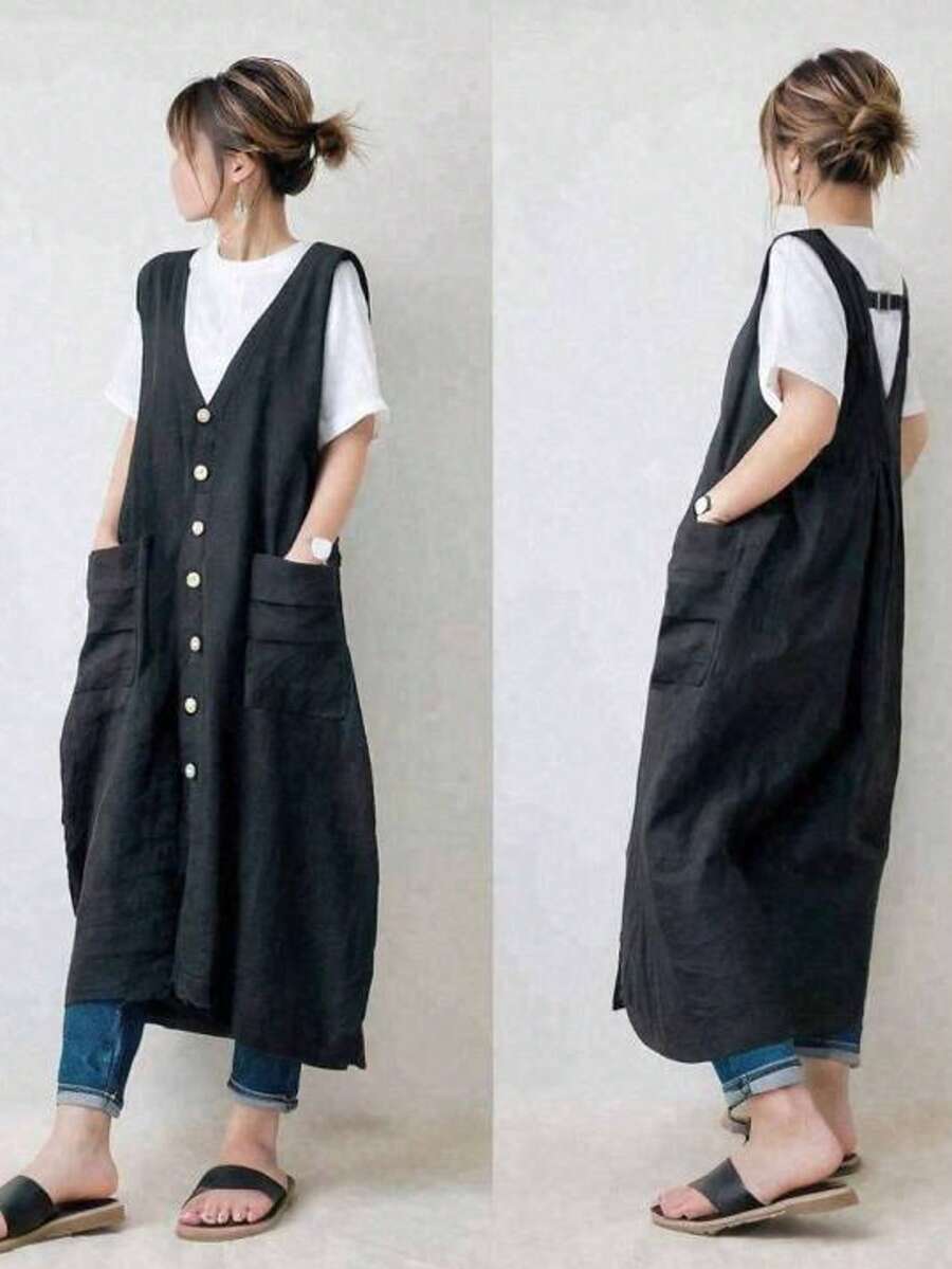 Women Midi Dresses - Black - View 1