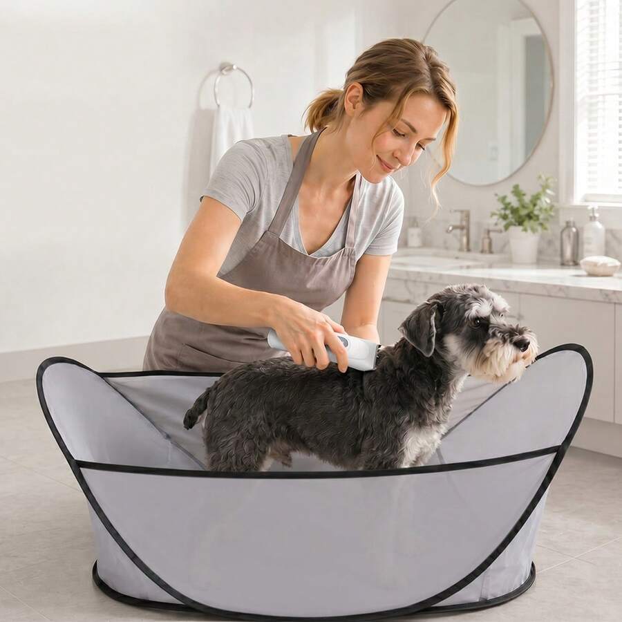 1pc Pet Shaving Haircut Bib, Dog And Cat Grooming Tools, Easy To Clean Hair, Home And Pet Salon Use Haircut Bib