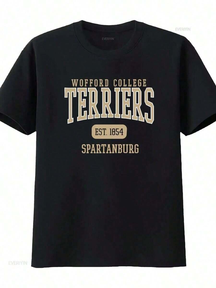 Camiseta Casual para Adultos Wofford College, Tallas S-5XL, Estilo Vintage Lavado, Unisex, Elástica, Cómoda, Suave, con Diseño Gráfico Casual - Negro - Ver 1
