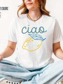 Linda Lemon Ciao Casual Shirt, Italian Shirt, Amalfi Coasciao Bella Lemon T-Shirt, Preppy Shirt, Limoncello Shirt, Summer Italy, Tdolce VitaFashion - 白色 1 - 查看 6