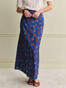 Nueva falda de línea A con cintura ceñida y estampado floral menudo para mujer, primavera/verano - Multicolor - Ver 4