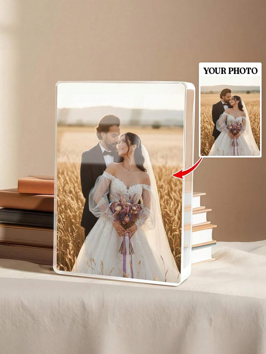 Marco de fotos acrílico personalizado, Marco de fotos, Regalo personalizado, Bloque de fotos acrílico, Decoración personalizada de fotos acrílicas, Recuerdo de boda.