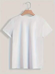 Suave, transpirable y ligera para comodidad durante todo el día. Camiseta de cuello redondo para mujer, a la moda, perfecta para usar cómodamente en primavera y verano. Cuello redondo clásico con un corte relajado que favorece todas las formas del cuerpo y es fácil de combinar con jeans, shorts y leggings. - Blanco - Ver 3