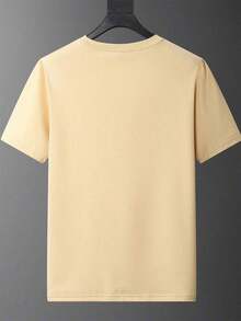 1 Piece Of Casual Fashion For Men And Official Women's T-Shirt - "Alice's Dreamland" Design, Short Sleeves, Round Neck, Casual Style Suitable For Spring And Summer, Soft And Breathable Fabric, Ideal For Themed Events And Everyday Wear. Versatile, Easy To Match, For Daily Wear, Urban Style, Vacation Wear, Weekend Wear. - 杏 - 查看 2