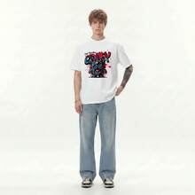 Boy Camiseta De Manga Corta Estilo Americano, Moderna Y Casual Para Hombre, DiseñO De Verano 2026 Con Estampado De Diablillo. - Negro - Ver 6