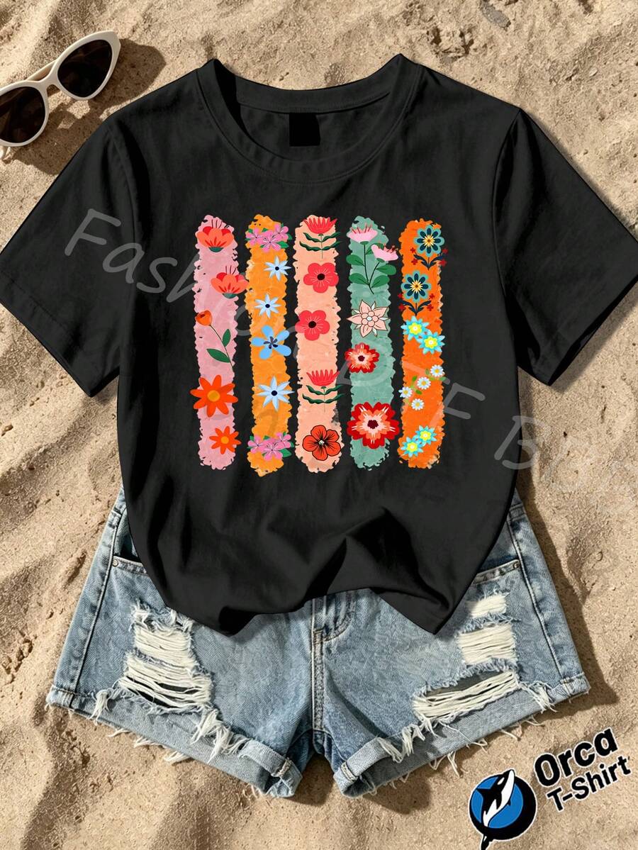 Una camiseta de manga corta para mujer, moderna, a la moda, retro, casual y holgada, adecuada para actividades al aire libre en primavera y verano, con un estampado de la isla de Ibiza.Camiseta casual para mujer, estilo Y2k, de playa, de manga corta, cuello redondo, holgada, para primavera y verano.blusas para mujer,blusas casuales para dama,tops,, mujer premium,y2k,playeras de mujer curvy,ofertas y liquidaciones ropa mujer,playeras deportivas para mujer,,playeras de hombre, mujer,blusas>elegante 220U - Negro - Ver 1