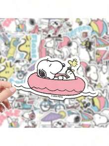 1 bộ/50 miếng nhãn dán trang trí Snoopy hoạt hình dễ thương được cấp phép chính thức, nhãn dán chống nước, quà tặng năm mới, quà tặng Valentine, quà tặng Lễ Phục sinh - Nhiều màu - Xem 1