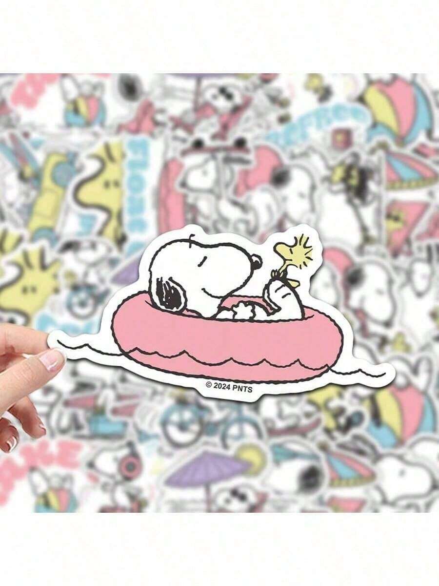 1 bộ/50 miếng nhãn dán trang trí Snoopy hoạt hình dễ thương được cấp phép chính thức, nhãn dán chống nước, quà tặng năm mới, quà tặng Valentine, quà tặng Lễ Phục sinh - Nhiều màu - Xem 1
