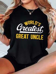 Camiseta de Mujer con Estampado 'El Tío Abuelo Más Genial del Mundo', Opciones en Blanco y Negro, Camiseta Gráfica Casual, Tops de Verano para Mujer, Camisetas Familiares, Camisetas Gráficas de Verano, Conjuntos de Verano, Camisetas Cortas para Mujer, Camisetas Vintage de Algodón, Ropa Linda para Mujer, Playera Holgada para Mujer - Negro - Ver 7