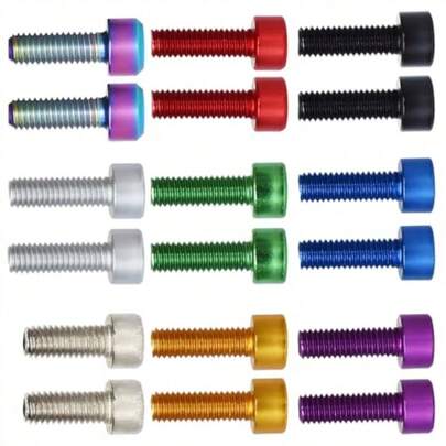 Bike Bottle Cage Screws For Road And Mountain Bicycles, Aluminum Alloy And Titanium Alloy, Black, 9 Colors, M5x12/14/15mm, 2 Sets 18 Pcs With Hex Socket Design