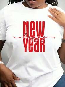 Minimalista Moderno, Feliz Año Nuevo, Camiseta de Año Nuevo, Feliz Navidad, Temporada Acogedora, Hola 06, Equipo de Año Nuevo, Feliz Año Nuevo 06, casual para el día a día - Blanco - Ver 7