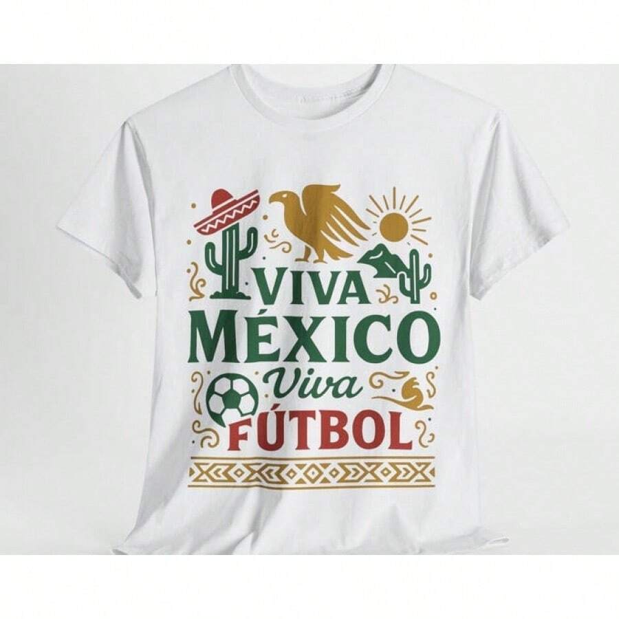 Camiseta de Fútbol de la Copa Mundial de México 2026, Viva México Viva Fútbol, Unisex, para Entusiastas del Deporte, Amantes del Fútbol, Idea de Regalo, Camiseta para Seguidores del Equipo - Negro - Ver 1