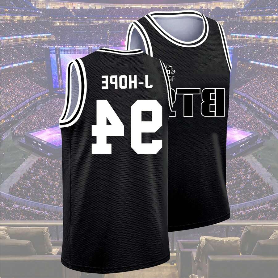 K-POP BTSS Fans J-Hope Basketball Jersey For Men And Women J-Hope Top Tee T-Shirt, Retro World Tour 2026 Merch Gifts, Bangtan Come Back Basketball Jersey Tee Gift, Elegant Party Men And Women's Tee, Ideal For Travel, Home Wear, Parties & Casual Wear For Adults, Elegant & Fashionable Clothing | Playful Graphic Tee | Nontransparent Material - JHOPE-94 - 查看 1
