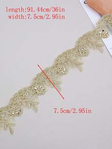 1 Yard/Gói, Nhiều lựa chọn màu sắc, Vải lưới thêu ren hoa văn mới với hạt cườm và kim sa thủ công, Dùng để tự may quần áo, váy cưới và phụ kiện, Chiều dài: 91,44cm/36in, Chiều rộng: 7,5cm/2,95in - 1 yard/gói - Xem 3