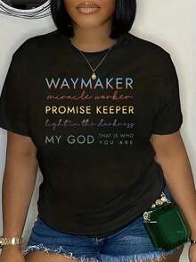 Camiseta única y moderna con diseño inspirador Waymaker y mensajes de fe, perfecta para quienes buscan estilo y espiritualidad, ideal para el look y2k, disponible en tallas variadas, una prenda imprescindible para tu guardarropa. - Negro - Ver 1