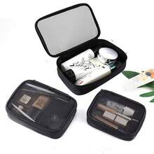 Bolsas de cosméticos para maquillaje, nuevo modelo de comercio exterior, bolsa de maquillaje portátil de malla transparente y transpirable, impermeable, de gran capacidad, bolsa de viaje portátil para artículos de tocador de mujer. - TPU transparente de tamaño pequeño - Ver 1
