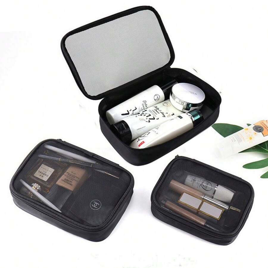 Bolsas de cosméticos para maquillaje, nuevo modelo de comercio exterior, bolsa de maquillaje portátil de malla transparente y transpirable, impermeable, de gran capacidad, bolsa de viaje portátil para artículos de tocador de mujer. - TPU transparente de tamaño pequeño - Ver 1