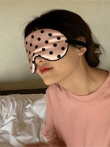 Polka Dot Pattern Silk-Like Elastic Blackout Eye Mask For Comfortable Sleep And Travel - 1pcs - View 1
