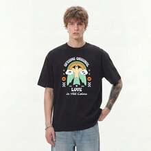 Boy, Camiseta De Marca Americana De Moda Urbana, De Verano Para Hombre, De Corte Holgado, Manga Corta, De AlgodóN Grueso, Estilo Casual. - Negro - Ver 2