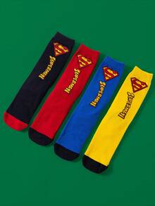 Noctvar OBM Sleepwear X SUPERMAN 4 Pairs Warner Superman Fashion Socks, Comfortable Breathable Non-Slip Heel, Suitable For Various Occasions - Multicolor - View 6