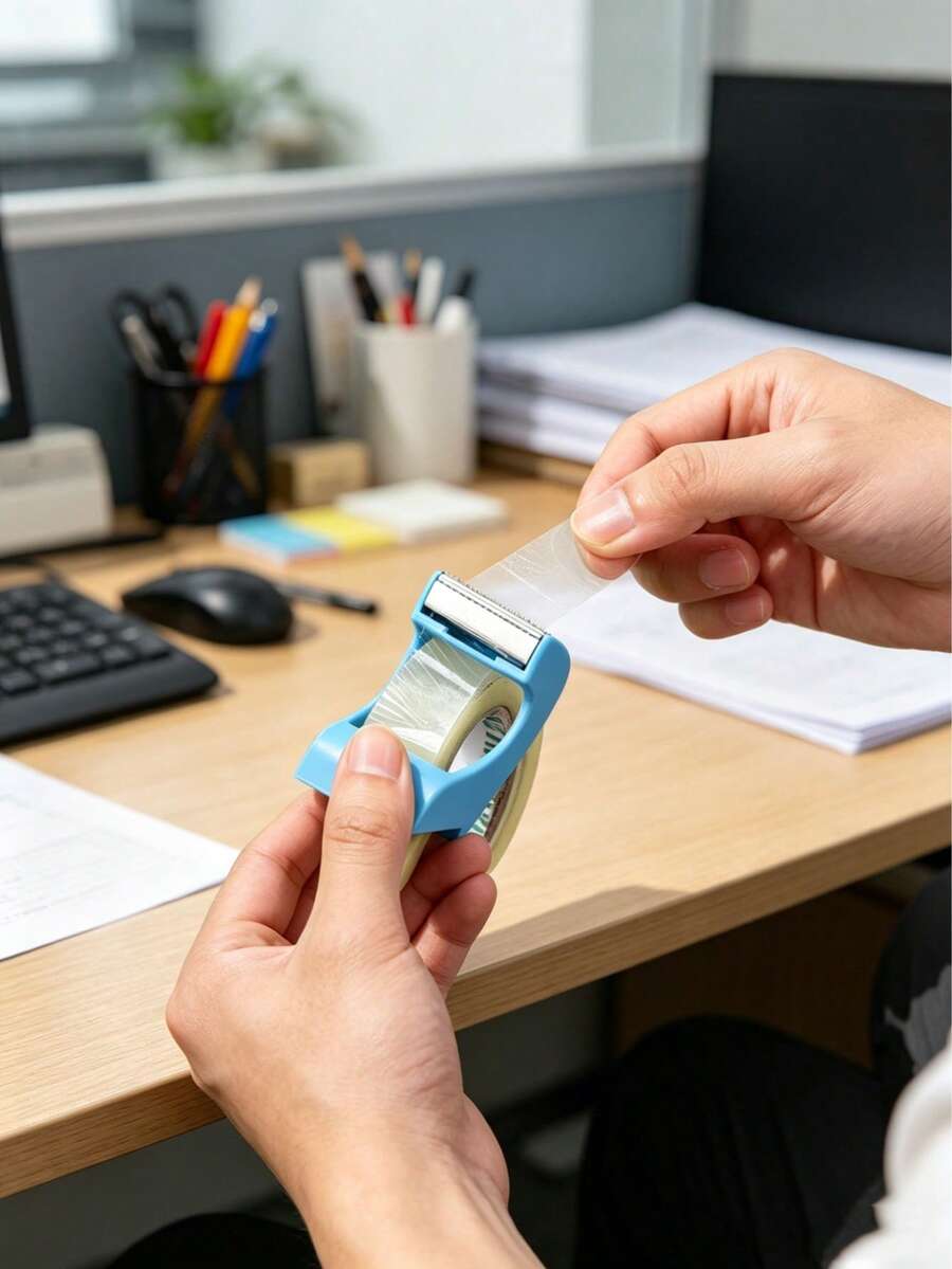 1pc Mini Plastic Tape Dispenser, One-Handed Tape Cutter, Portable Tape Cutting Tool Suitable For Home, Office And School - Multicolor - View 1
