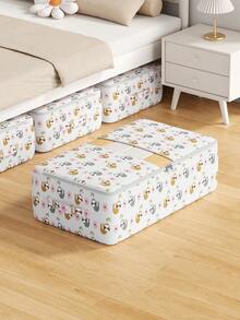 1PC Foldable Sloth Print Under Bed Storage Bag, Heavy Duty Dustproof Moistureproof Organizer With Reinforced Handle And Zipper, Large Capacity Suitable For Bedroom Living Room Dorm To Store Clothes Blankets Toys And Sundries - White - View 3