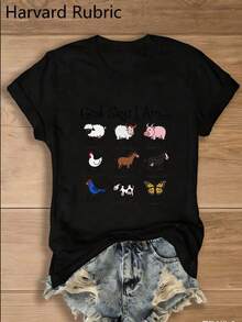 Una camiseta de manga corta para mujer, moderna, a la moda, retro, casual y holgada, adecuada para actividades al aire libre en primavera y verano, una camiseta de cuello redondo multicolor - estilo retro Y2K, transpirable y de estilo urbano, un elemento esencial de verano casual y versátil, ideal para reuniones familiares y como regalo.blusas para mujer,blusas casuales para dama,tops,, mujer premium,y2k,playeras de mujer curvy,ofertas y liquidaciones ropa mujer,playeras deportivas para mujer,,playeras de hombre, mujer,blusas>elegante JDQE - Negro - Ver 8