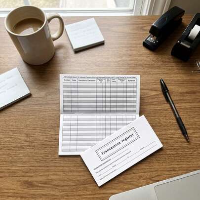 12 Pack Check Register Book, 6x3Inch Large Print Transaction Register Ledger, 8 Sheets Each With Wide Lines For Easy Writing, Bank Account Balance Tracker For Checks, Savings, Deposits & Credit Cards