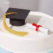 1 Set Decoraciones de tarta con borla de birrete de graduación 2026, Decoraciones de tarta de graduación, Decoración de mesa para fiesta de graduación, Decoraciones de tarta de graduación doradas, Adecuado para fiestas de graduación - A - Ver 8