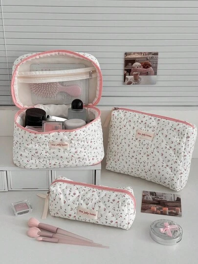 1Pc/Set Túi trang điểm du lịch in hoa nhí, túi mỹ phẩm, túi đựng đồ trang điểm, túi đựng mỹ phẩm, bộ túi trang điểm, túi xách, ví tắm vòi sen, túi đựng mỹ phẩm cầm tay có khóa kéo cho son môi, cọ, chăm sóc da, điện thoại di động, tiền xu, vật dụng nhỏ, túi đựng đồ trang điểm, túi đựng mỹ phẩm, túi đựng đồ vệ sinh cá nhân, khối đóng gói, vật dụng du lịch thiết yếu, vật dụng du thuyền thiết yếu, vật dụng ký túc xá thiết yếu, quà tặng phù dâu, quà tặng mẹ, quà tặng sinh nhật, quà tặng cho bạn bè, quà tặng giáo viên